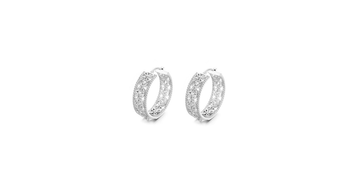 Filigree Flower Hoop Earrings