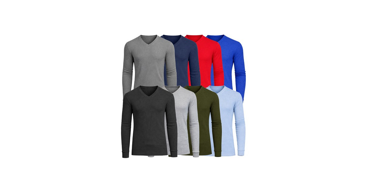 3Pk Mens L/S Thermal V-Neck Shirt