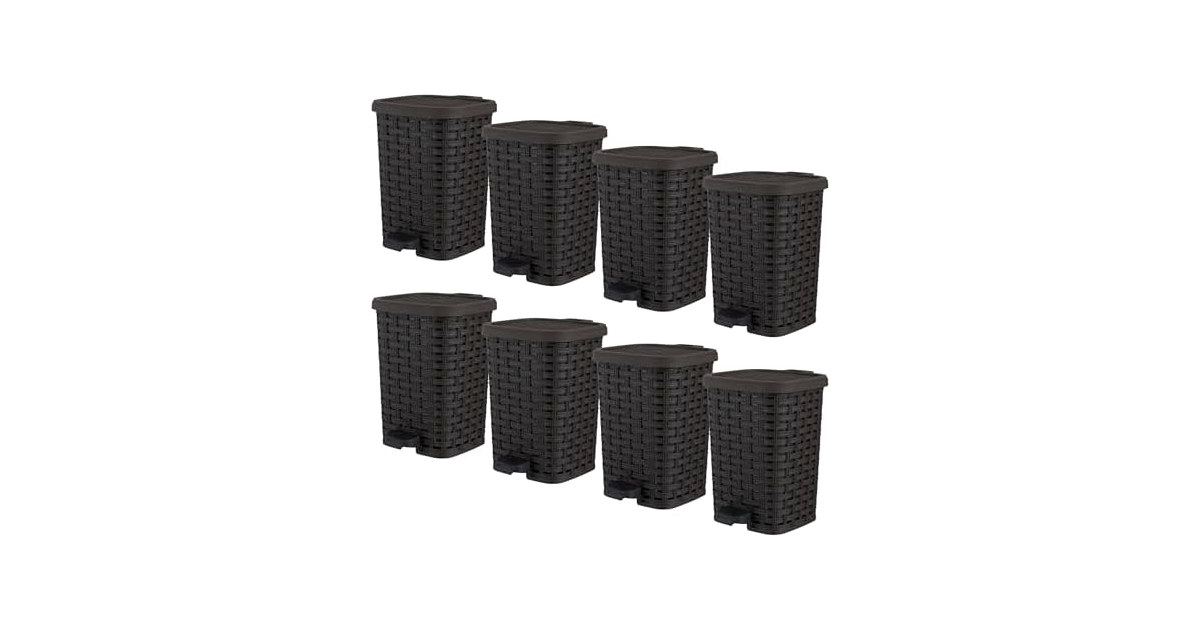 Superio Mini Trash Can with Foot Pedal 6 QT 8 Pack