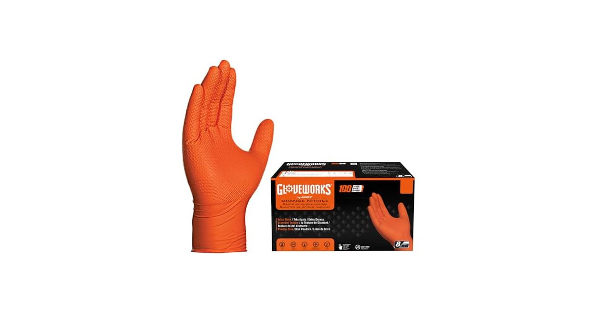 GLOVEWORKS 8 Mil Nitrile Industrial Gloves Medium