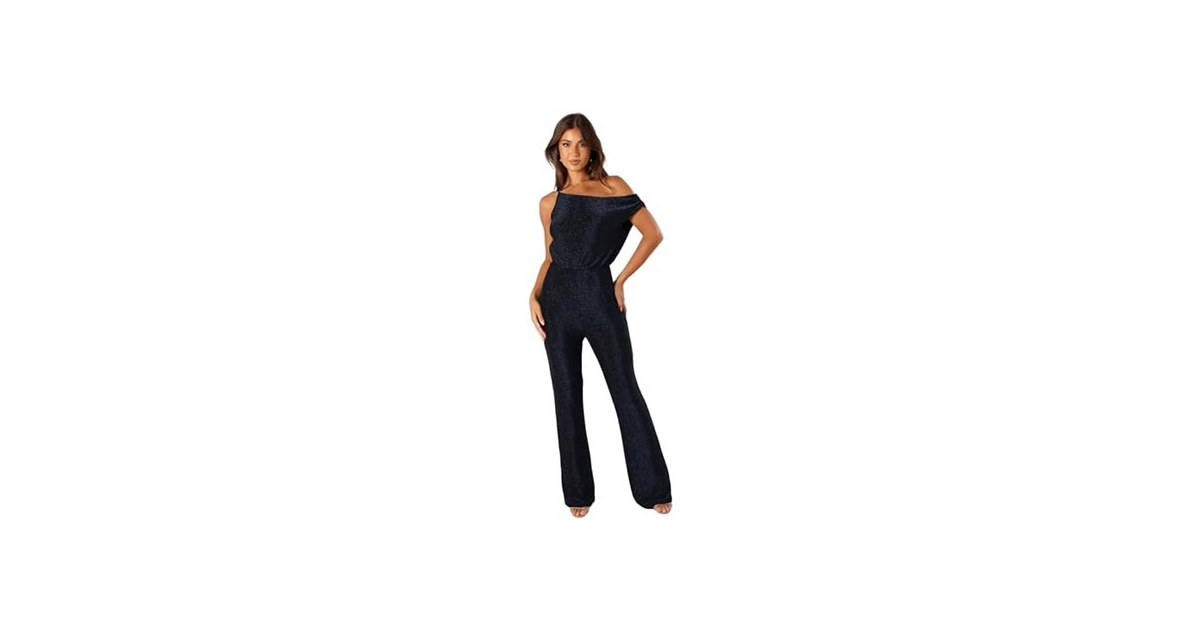 Heather One Shoulder Jumpsuit - Navy L