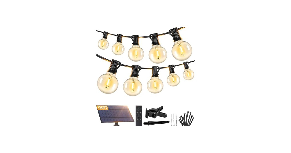 120FT Solar String Lights Outdoor with Remote