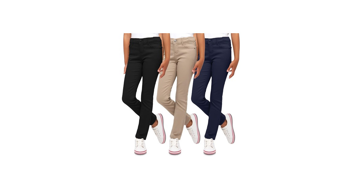 3PK Girls Stretch Pencil Uniform Pants