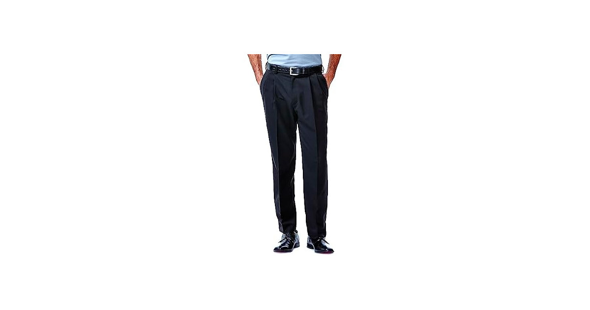 Haggar Men Hidden Expandable Waist Pleat Pant