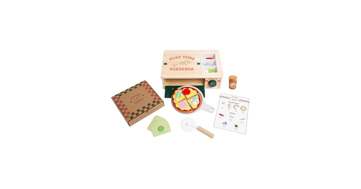 Pearhead Wooden Pizzeria Play Food Set
