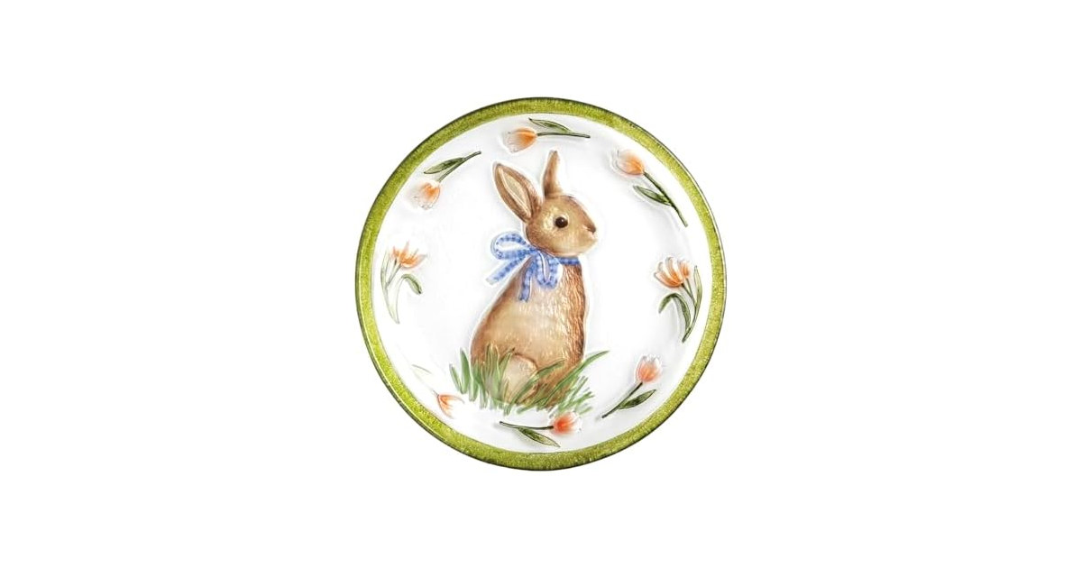Mud Pie Easter Bunny Glass Platter