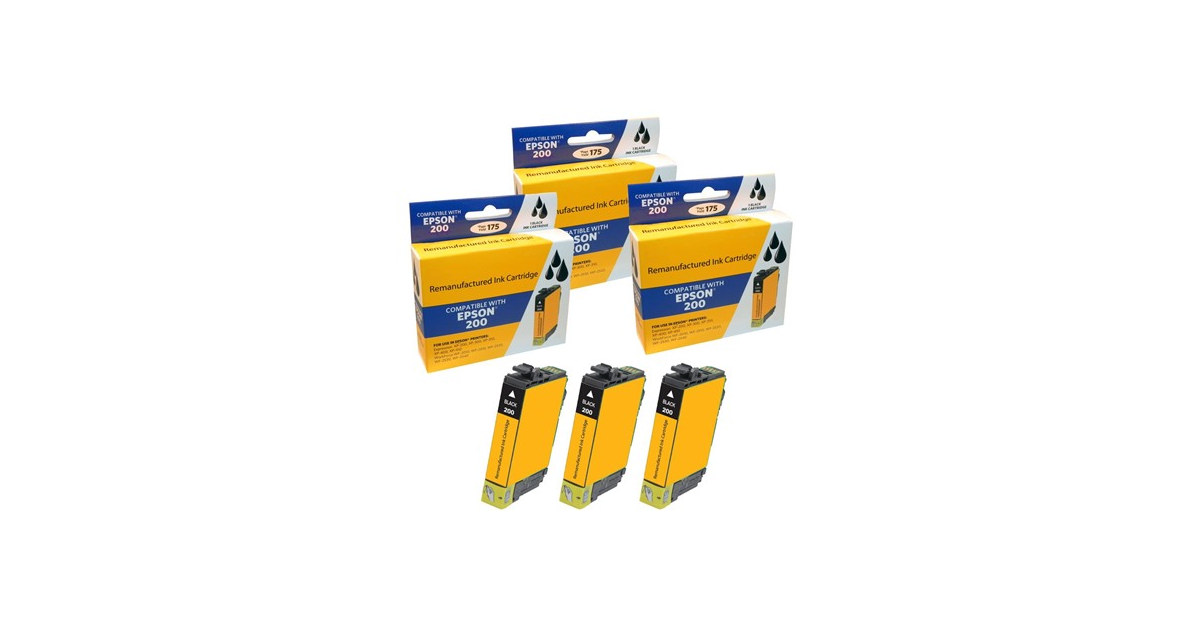 Compatible Epson 200 Ink Cartridge Combo Pack (3 Black)