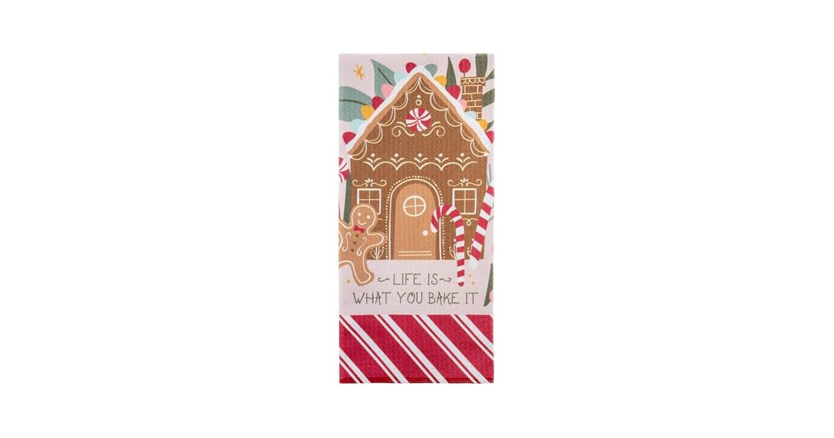 Karma, Holiday Colorful Microfiber Tea Towel, Gingerbread