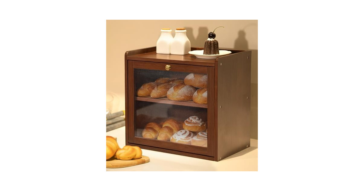 Wood Bread Box for Kitchen Countertop