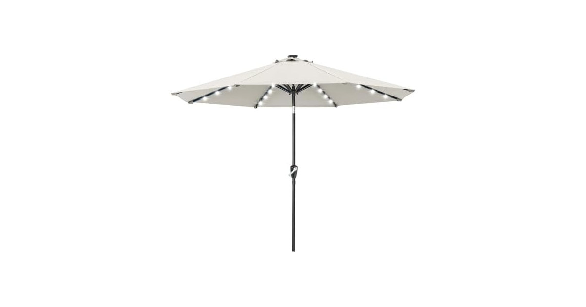 ABCCANOPY Solar Led Patio Umbrella with 32 Lights 10FT(Light Beige)
