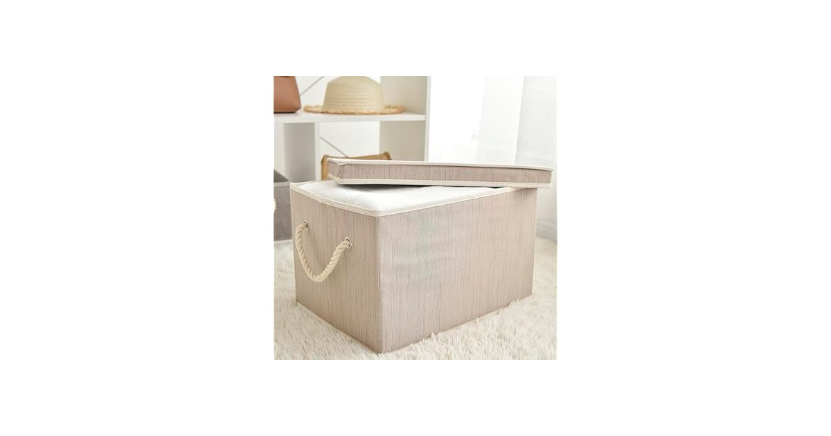 Suptinwear Large Storage Baskets with Lid for Shelves Clay