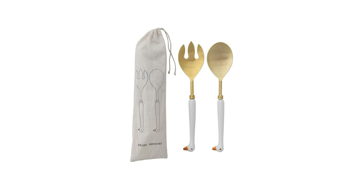 Creative Co-Op Stainless Steel Spoon and Fork Salad Servers