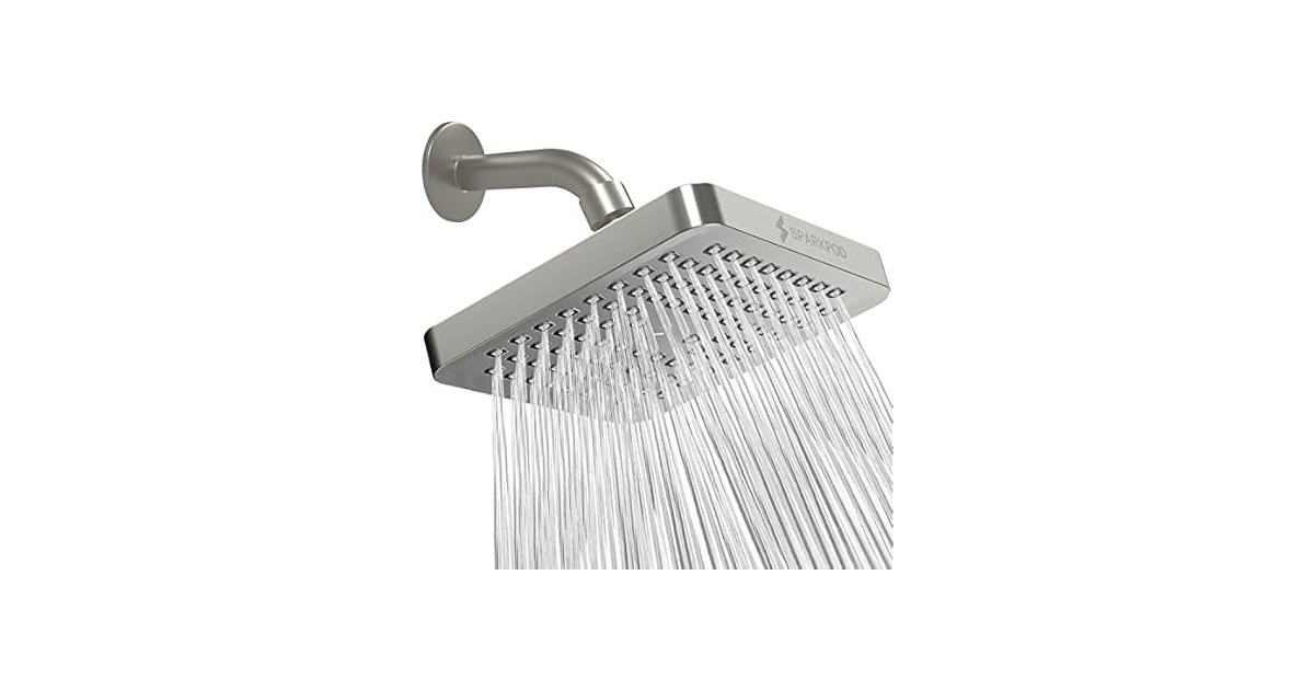 6" Square High Pressure Rain Shower Head
