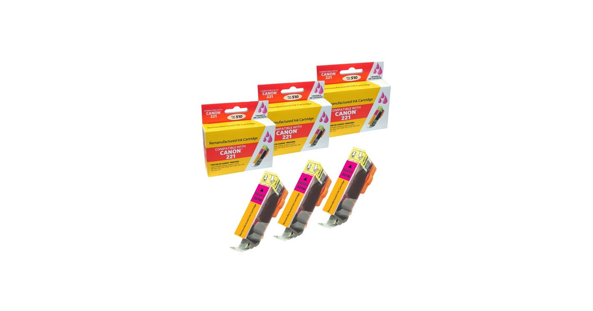 Compatible Canon CLI-221 Magenta Ink Cartridge Combo Pack. (3 Pack)
