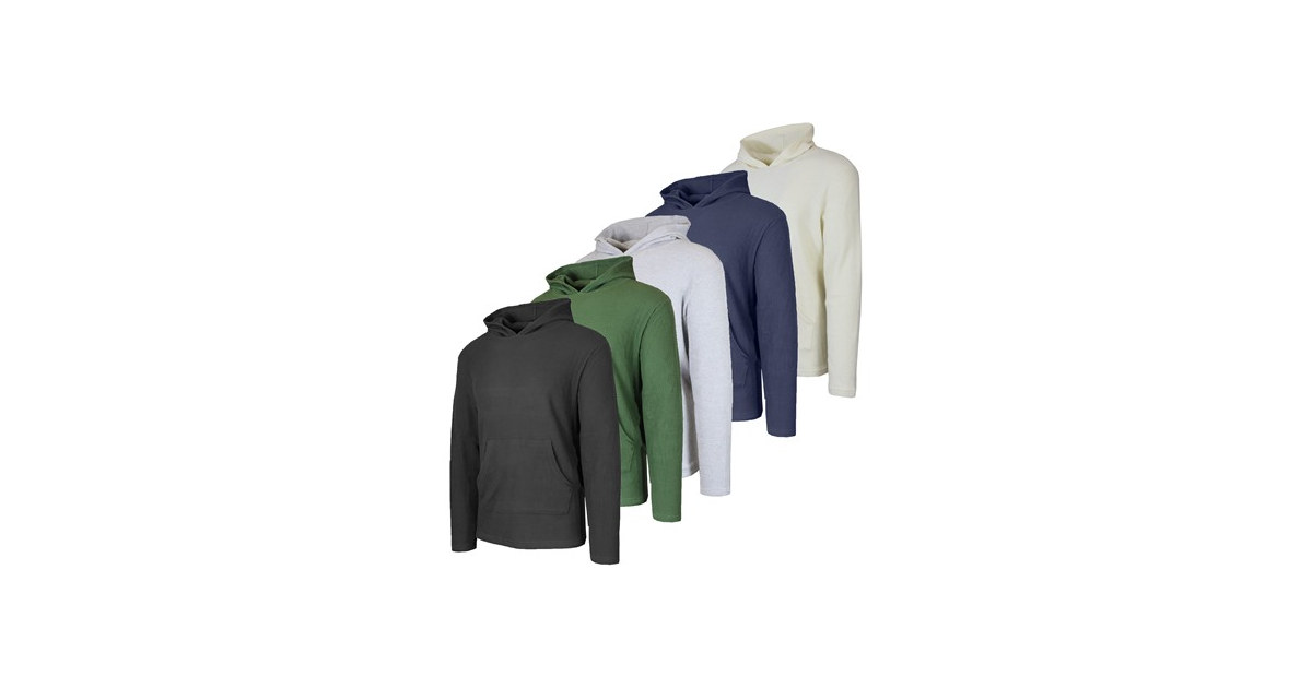 3Pk Mens Waffle Thermal Pullover Hoodie