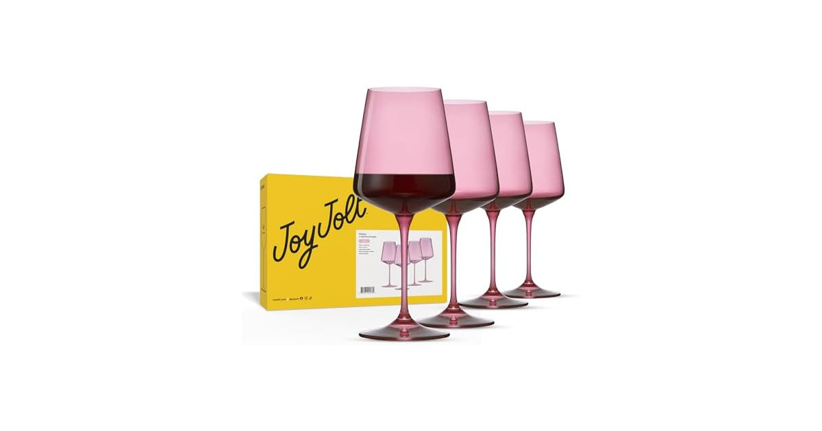 JoyJolt Sidney Stemmed Red Wine Glasses Set of 4 Blush