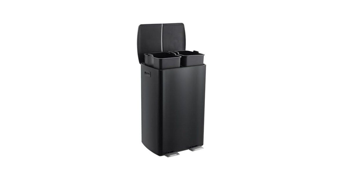 OUTLANE 8 Gal Dual Trash Can Black