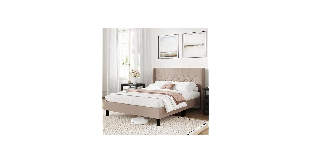 Novilla Full Size Bed Frame Beige