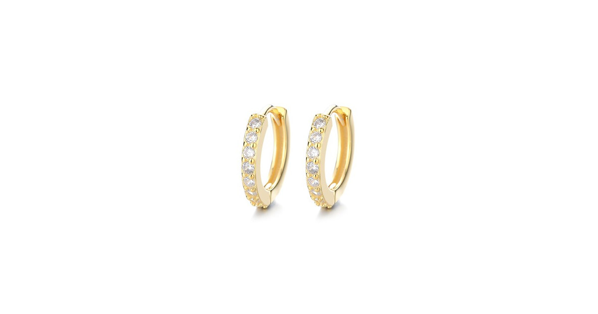 14K Gold Sterling Huggie Hoop Earring