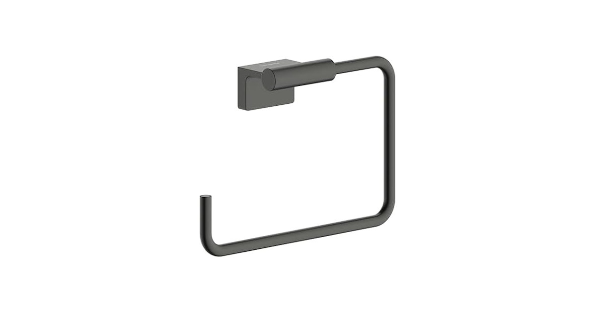 hansgrohe AddStoris S Modern Towel Ring, Black Chrome