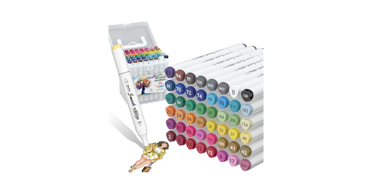 Alcohol Markers, 48 Colors Dual Tip Art