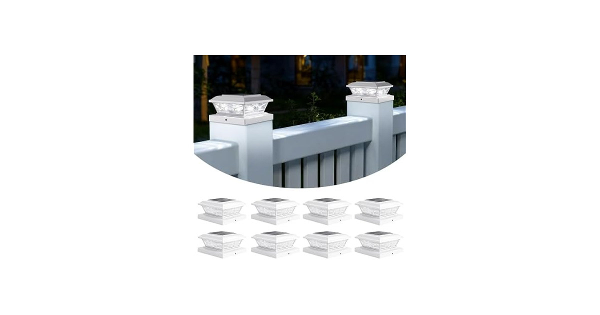 Brightever 4x4 3.5x3.5 Solar Post Cap Lights 8-Pack White