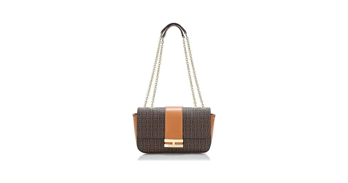 HALSTON H Lizzy Signature Logo Magnetic Snap Shoulder