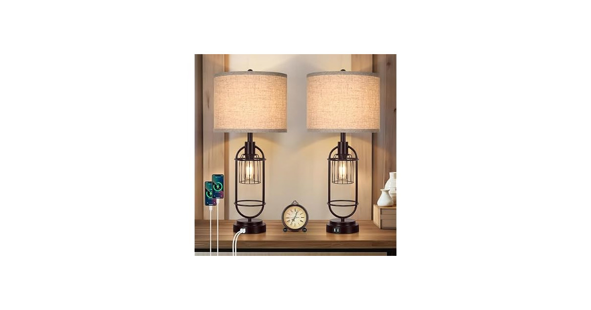 VerRon Table Lamp Brown 2 Pack