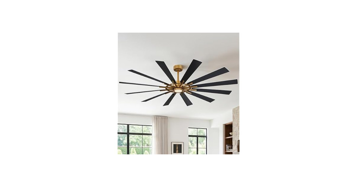 Parrot Uncle 72 Inch Large Windmill Ceiling Fan Gold