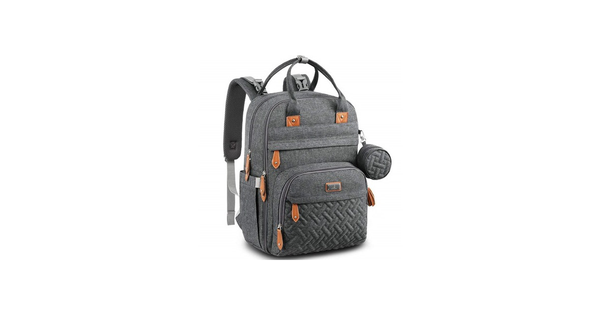 BabbleRoo Diaper Bag Backpack, Light Gray