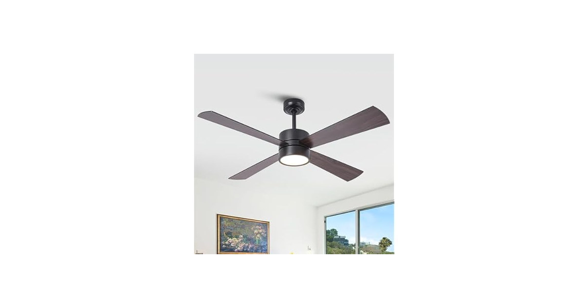 Parrot Uncle Ceiling Fan w/ Lights & Remote, 52" Black