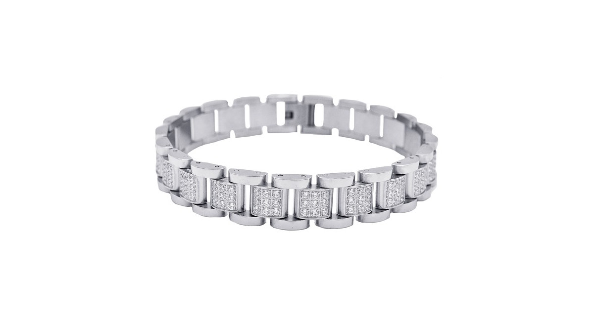 Stainless Steel Classic Link CZ Bracelet