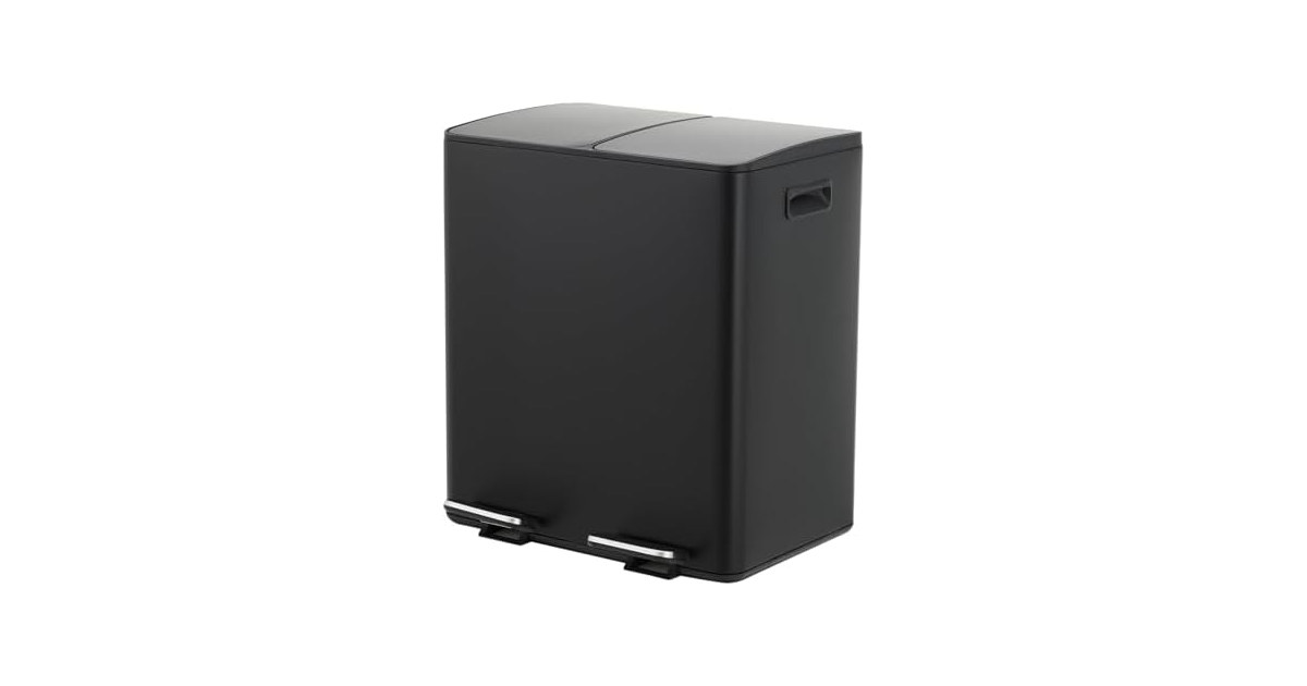 MOVECOM 2 x 5.3 Gal Dual Compartment Stainless Steel Kitchen Trash Can