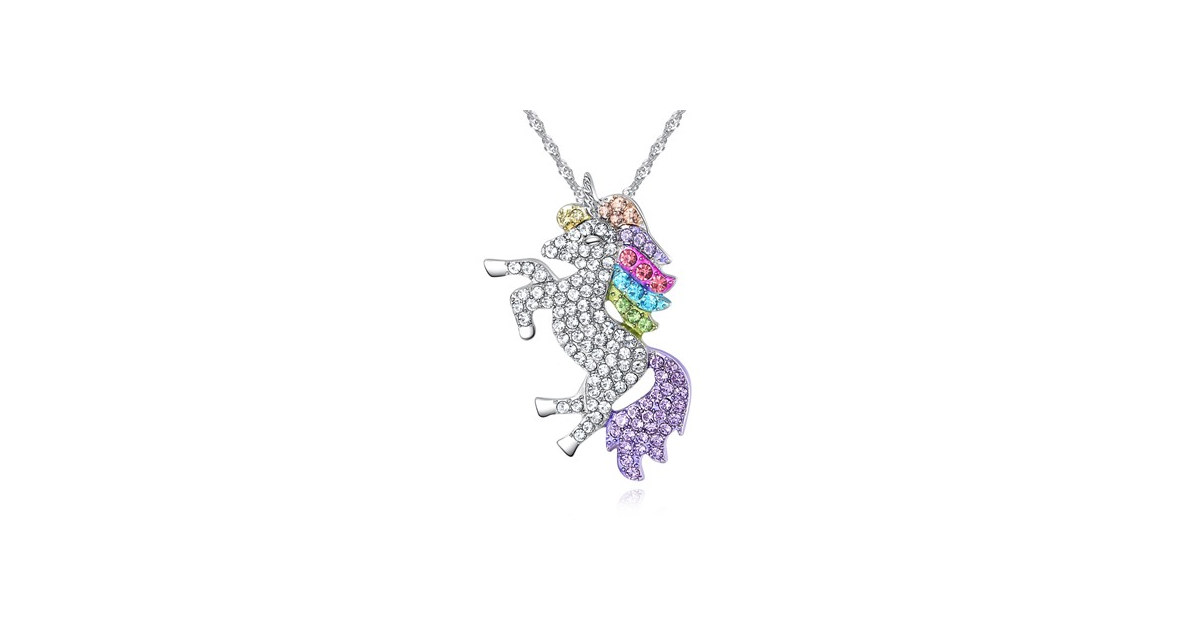 Multi Color Unicorn Crystal Necklace