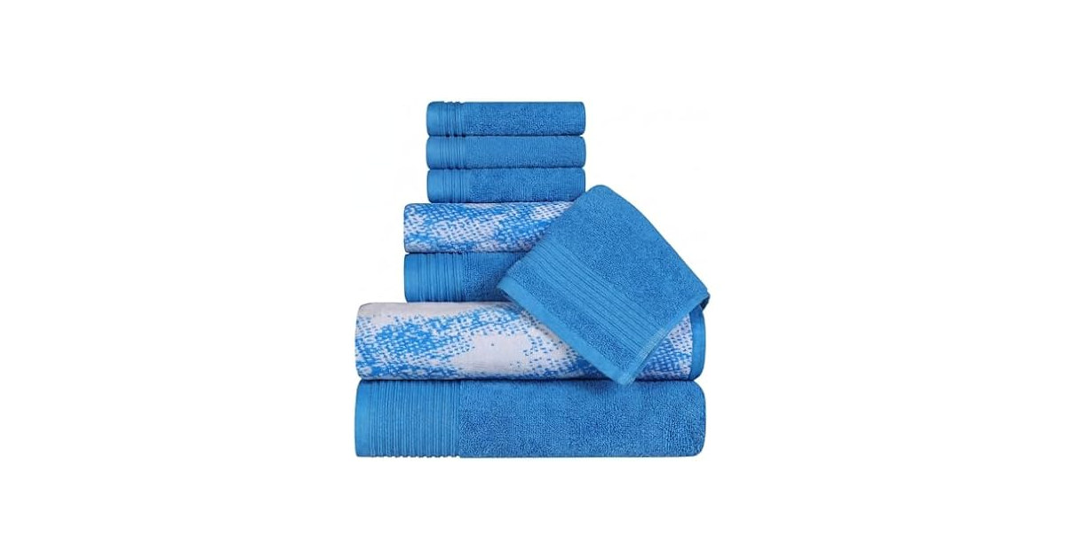 Superior Cotton Marble Jacquard Rope Border Towel Set