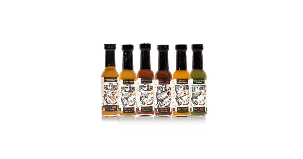 6pk Spicy Shark Hot Sauce Collection