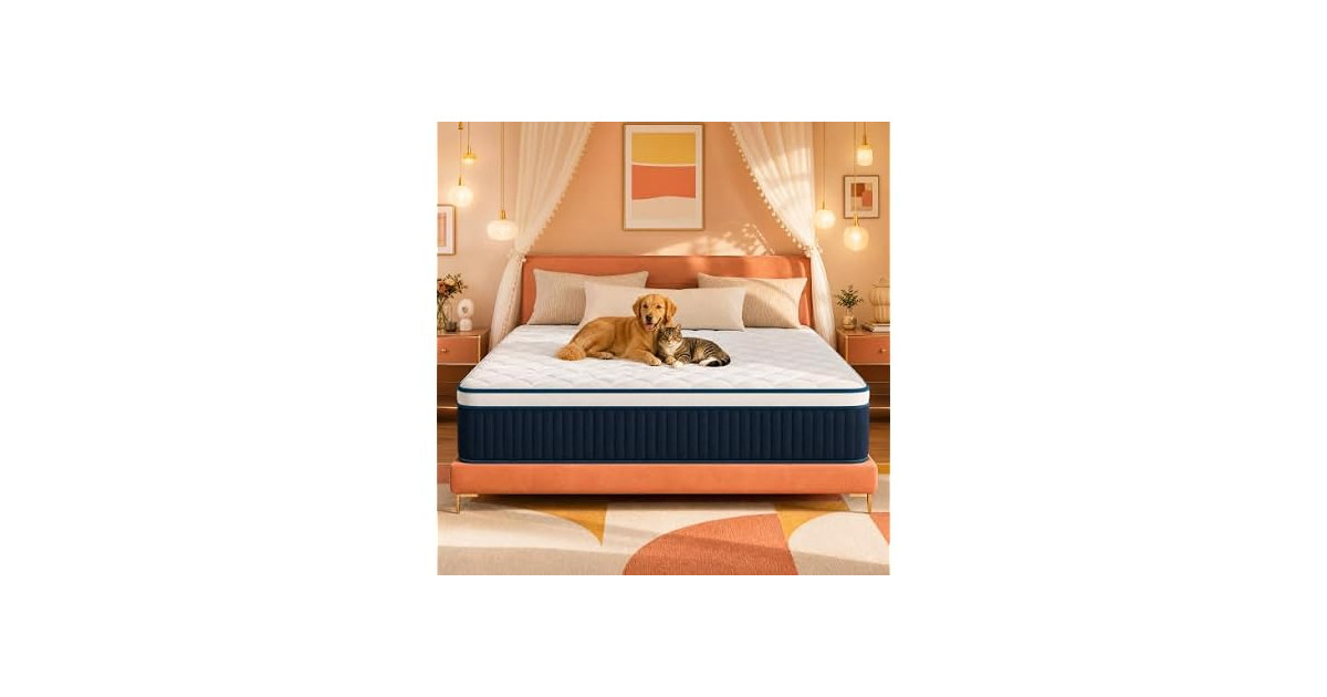 CorePillow 14 Inch King Hybrid Mattress, Medium Firm