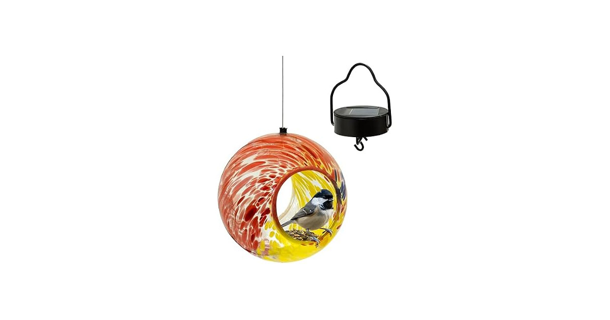 Sunnydaze Rainbow Swirl Solar Bird Feeder