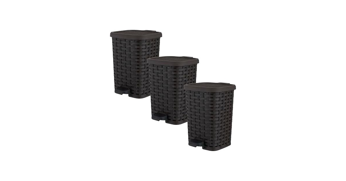 Superio Trash Can Brown 6 QT 3PK