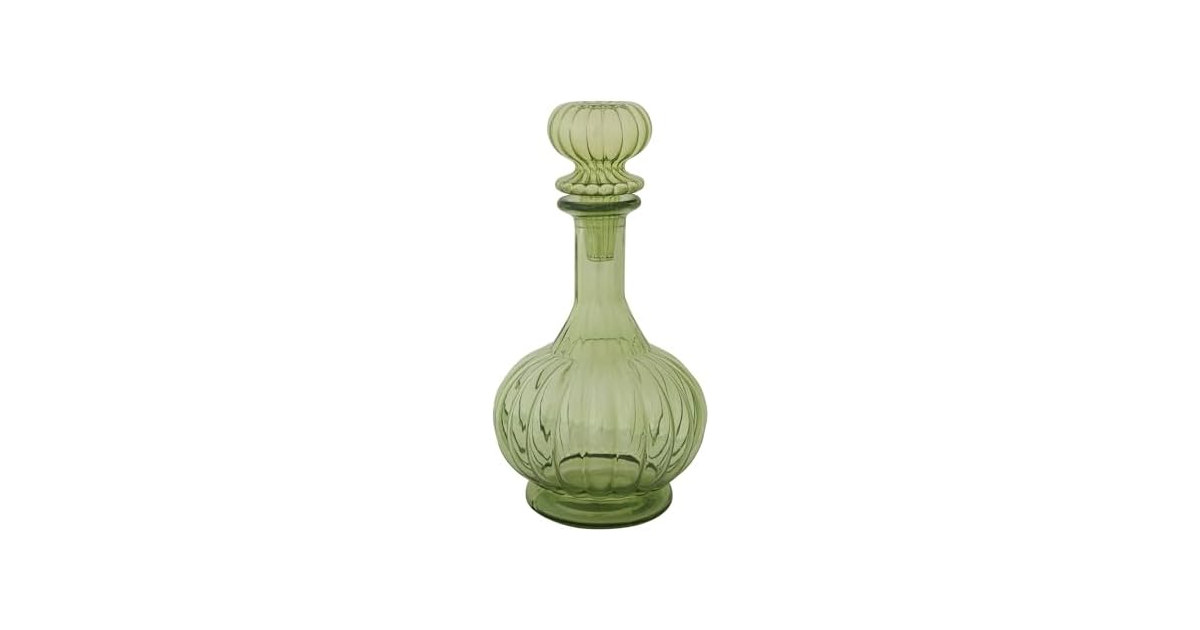 Creative Co-Op 40-Ounce Round Ribbed Glass Decanter
