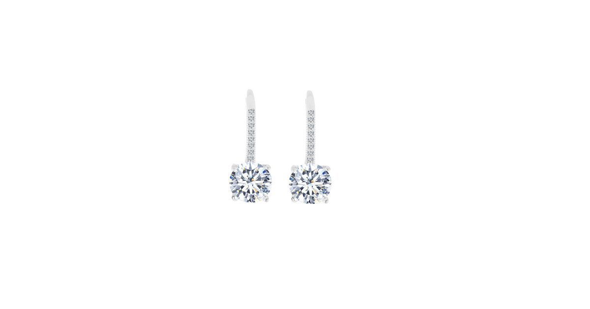 Round Cut Crystal Leverback Earrings