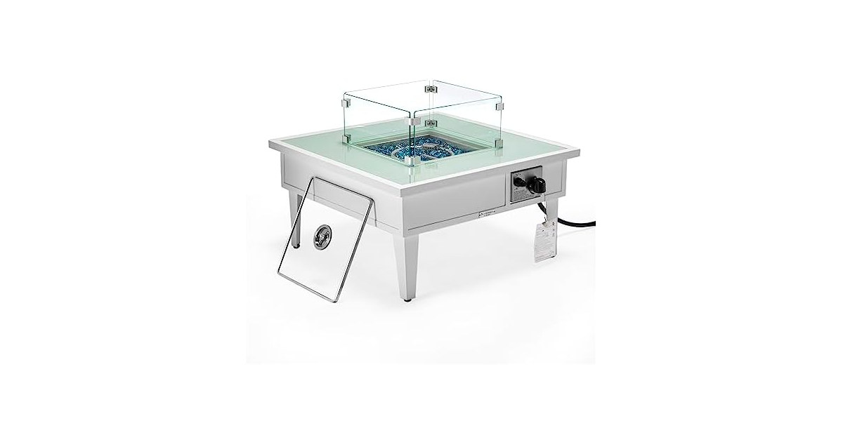 LeisureMod Walbrooke Modern Outdoor Square Fire Pit Table