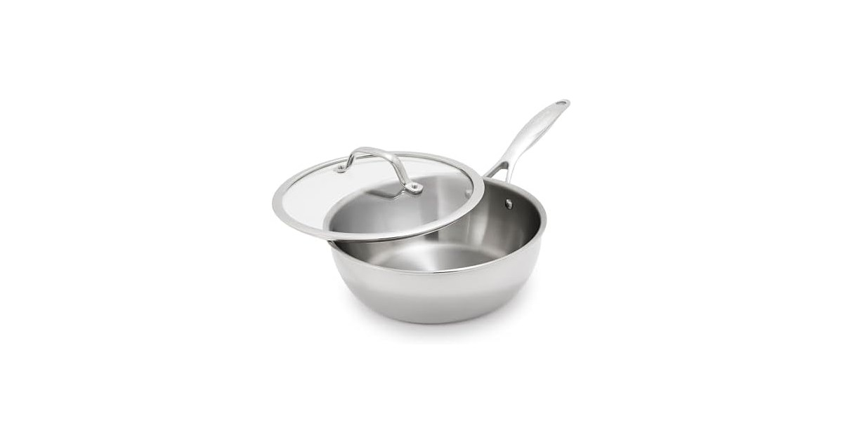 GreenPan Valencia Pro Tri-Ply Stainless Steel 3.6QT Chef's Pan with Lid