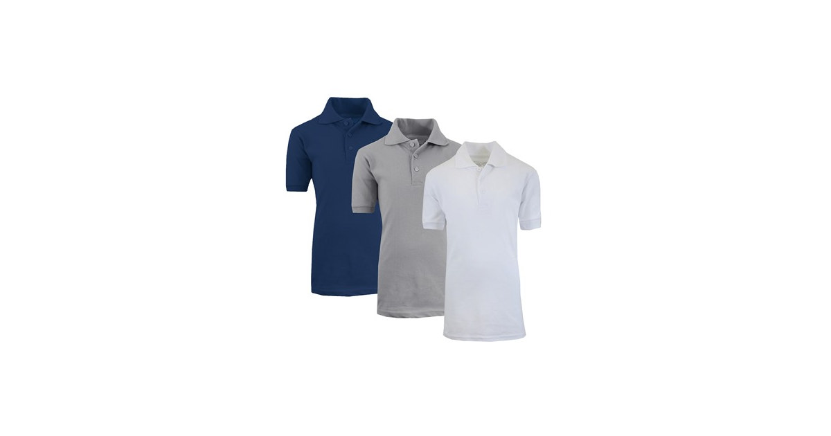 3PK Boys Short Sleeve School Polo