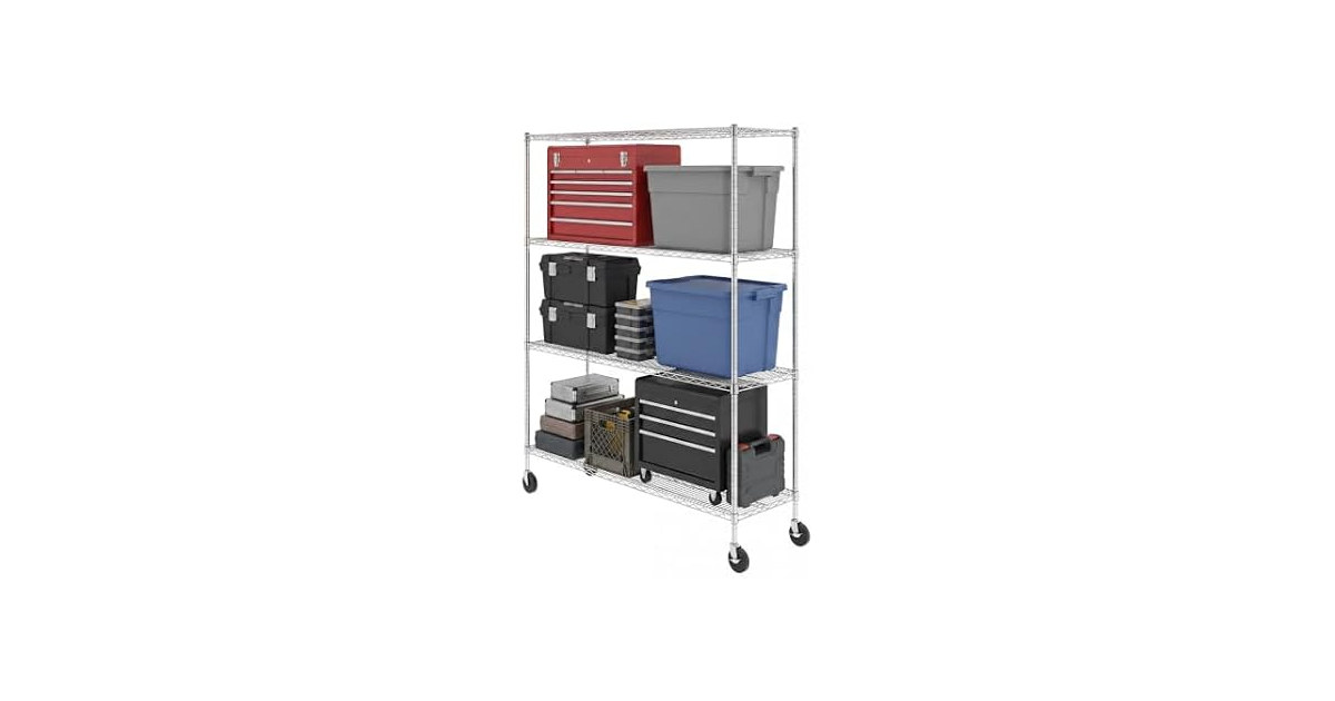 SafeRacks NSF 4-Tier Steel Wire Rack w/Wheels (18"x60"x72")