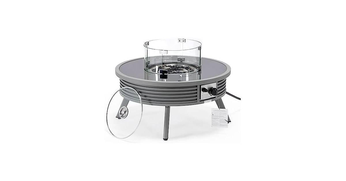 LeisureMod Walbrooke Modern Outdoor Round Fire Pit Table