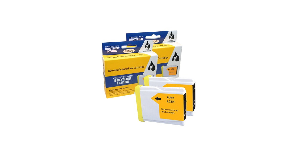 Compatible Brother LC51 Ink Cartridge, Black (2 Pack)