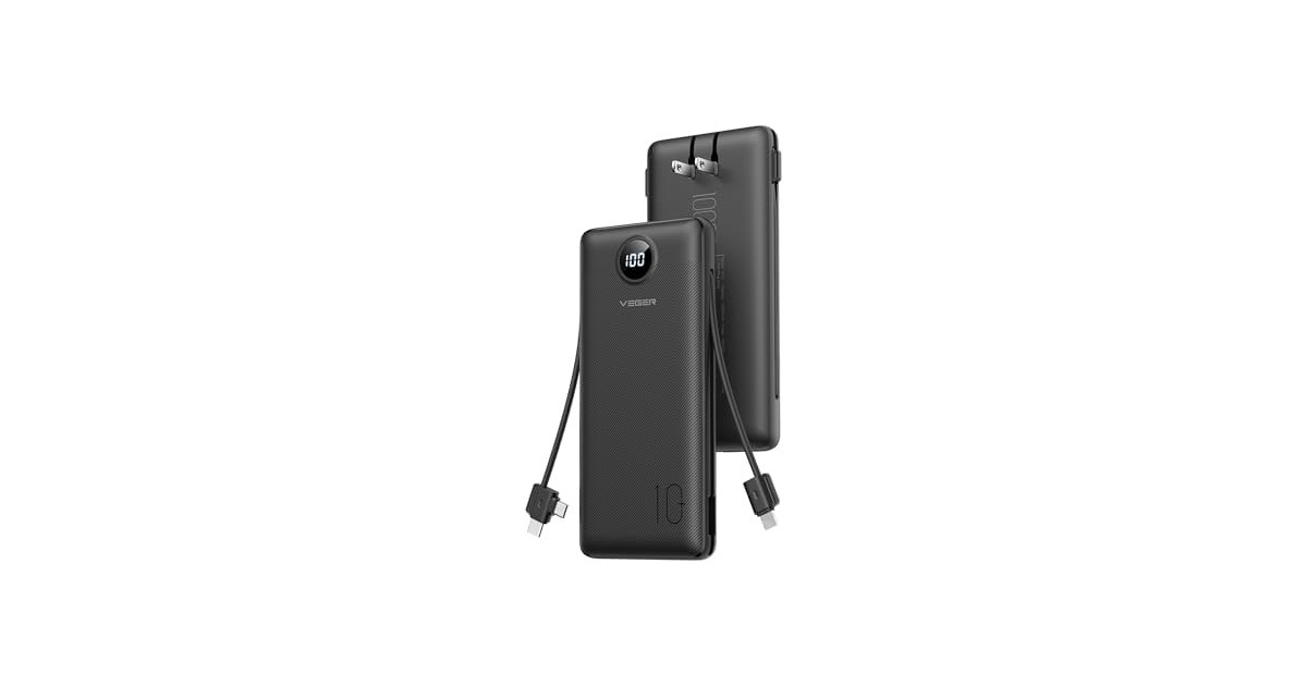 VEGER 10000mAh Power Bank w/Wall Plug