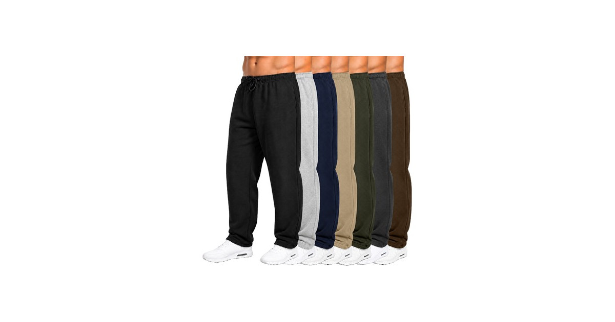3Pk Mens Fleece-Lined Open Bottom Pants