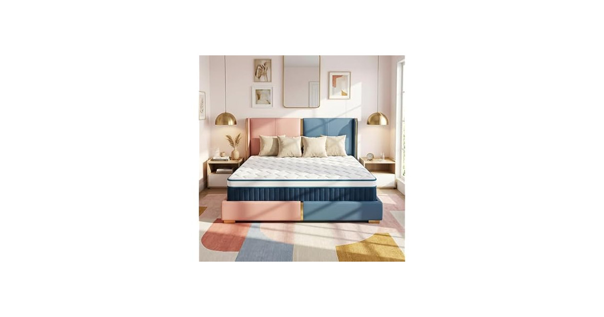 Mutesleep 14 Inch King Memory Foam Mattress, Medium Firm, Navy